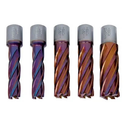Jadrové vrtáky Bernardo HSS CO5 pr. 14 ÷ 22 mm, hĺbka vrt. 50 mm Standard CDL potiahnuté nACO. (Sada 5 dielov) (BER4111052)