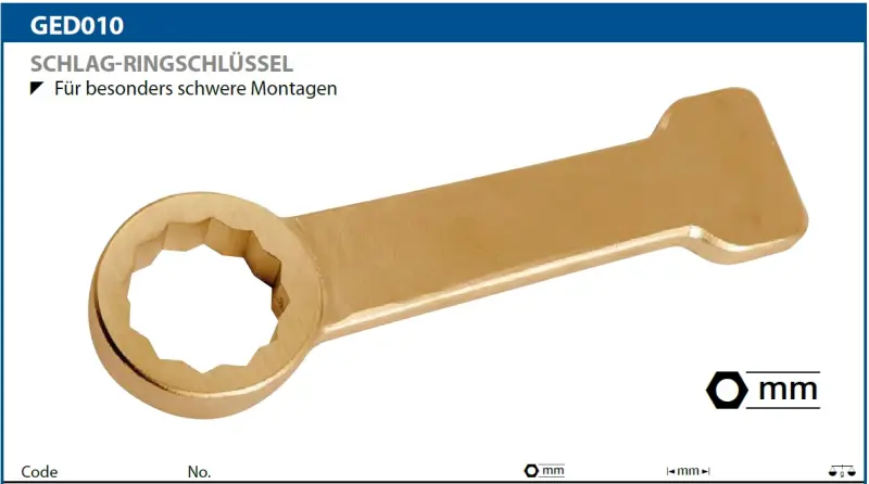 Očkový klíč 12hran 32 mm Gedore 0100032S úderový. Nejiskřivý (ATEX) (GED0100032S)