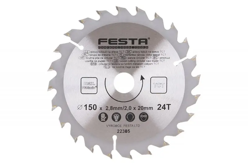 Pilový kot.do dřeva TCT 150mm/2.8/20/24 (L22305)