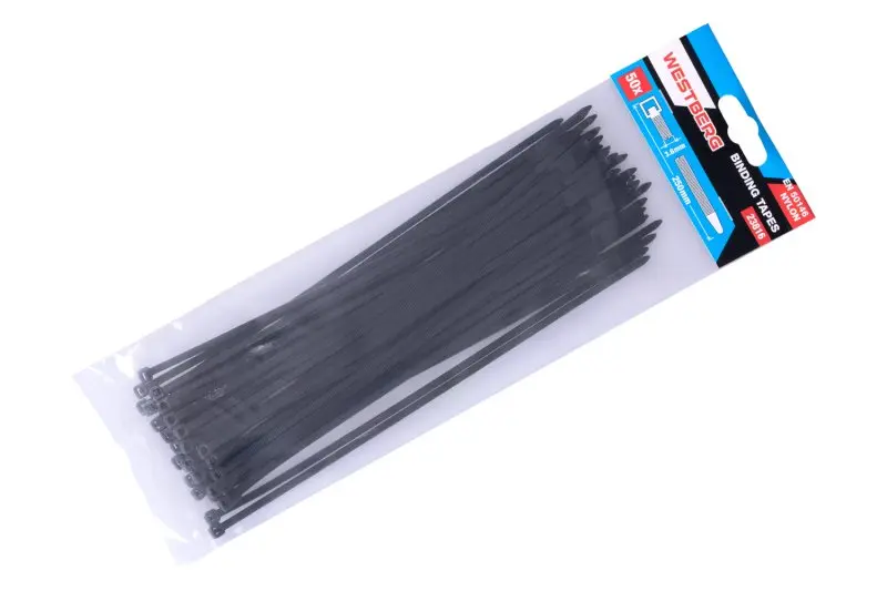 Viazacie pásky 250x3.6mm 50ks čierna, Levior 23816 (L23816)