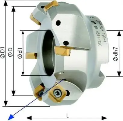 Rovinná nástrčná fréza 45° Z7 SEETO / SEEW priemer 125 mm Format 7429992075 s vnútorným chladením (EDE29992075)