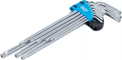 Zástrčné klíče TS-profil TS10 ÷ TS50 BGS100777 velmi dlouhé (pro Torx Plus), s vrtáním. Sada 9 dílná (BGS100777)