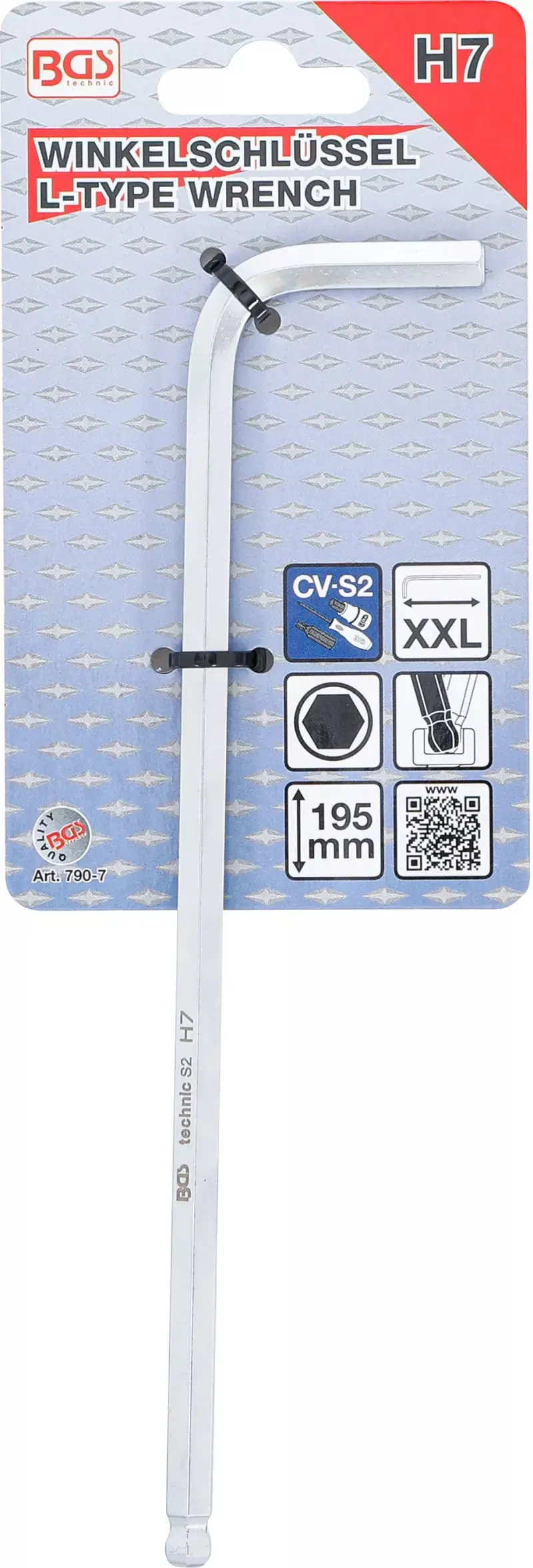 Zástrčný klíč inbus 7 mm BGS100790-7 velmi dlouhý s kulovou hlavou (BGS100790-7)