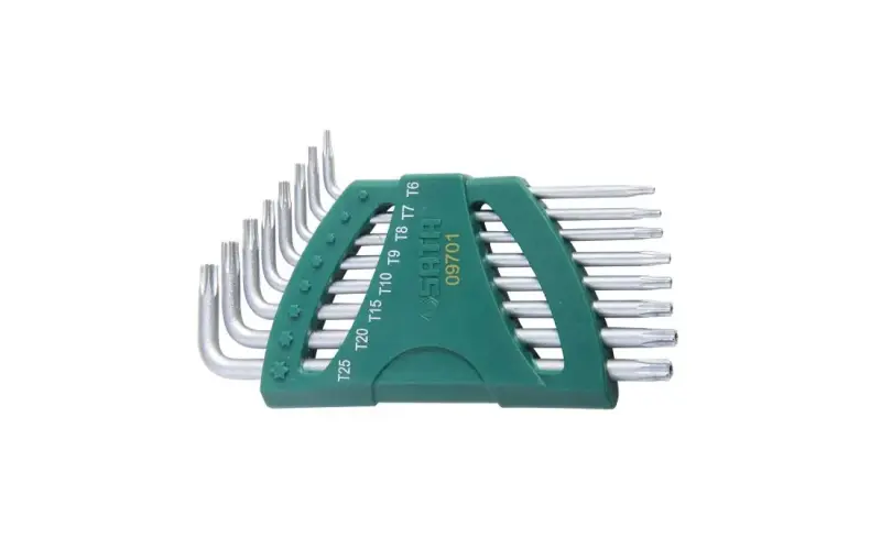 Zástrčné kľúče Torx s vŕtaním SATA ST097101J, chrómované (Sada 8 ks) (SATAST09701)