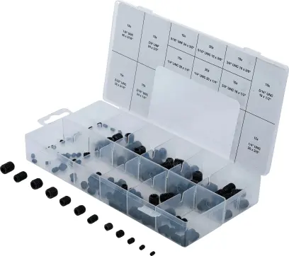 Stavěcí šrouby s vnitřním šestihranem BGS1014136 palcové (Sada 160 dílů) (BGS1014136)