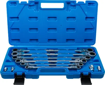 Očkové ráčnové klíče 8 ÷ 19 mm BGS101541, výkyvné, extra dlouhé. Sada 10 dílů (BGS101541)