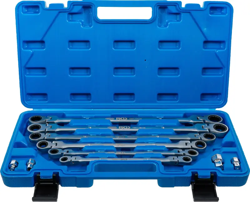 Očkové ráčnové klíče 8 ÷ 19 mm BGS101541, výkyvné, extra dlouhé. Sada 10 dílů (BGS101541)