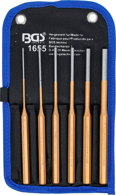 Vyrážeče závlaček 3 ÷ 10 mm BGS101655, extra dlouhé, 200 mm Sada 6 dílů (BGS101655)