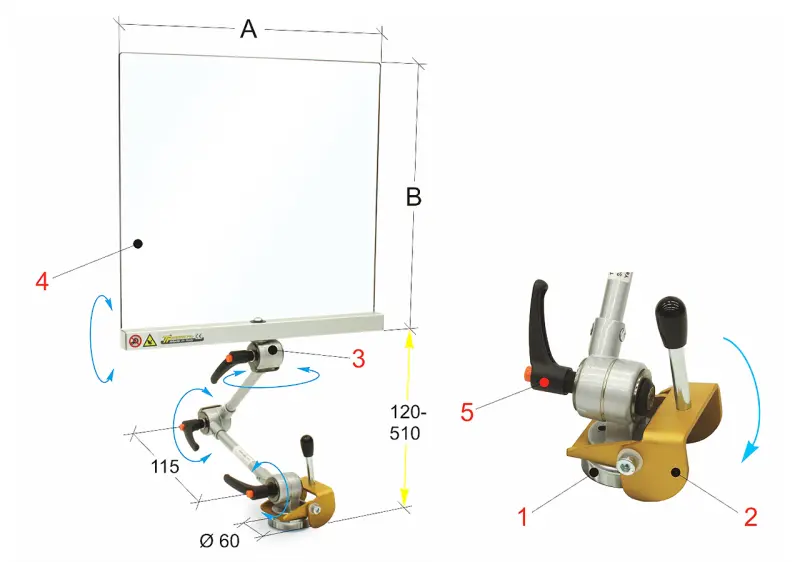 Nastaviteľný ochranný štít s montážnym magnetom PBM 30/540 (BER571245)