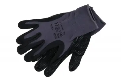 Rukavice nylonové-NITRIL pěna+terčíky10 (L50539)