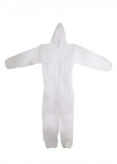 Bílý polypropyl.overal XL s kapucí (L50587)