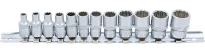 Nástrčné hlavice 1/4" 12hranné 5/32 ÷ 9/16" BGS102755, palcové. Súprava 12 ks na koľajnici (BGS102755)
