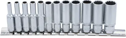 Sada nástrčných dvanáctihranných hlavic, prodloužené 6,3 mm (1/4") palcové velikosti (12 dílů) BGS102757 (BGS102757)