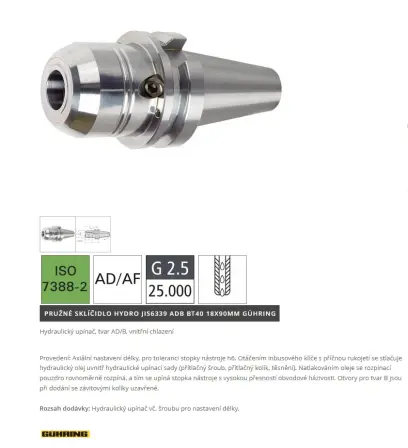 Pruzné sklicidlo hydro JIS6339 ADB BT40 18x90mm GÜ (EDE34931800)