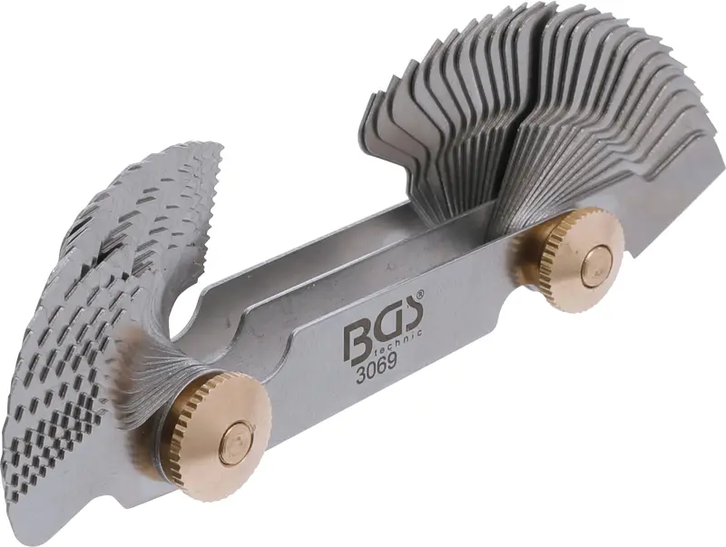 Dvojité závitové měrky metrické a Whitworth BGS103069 (4 ÷ 62W, 0,25 ÷ 6 mm) 52 plátků (BGS103069)