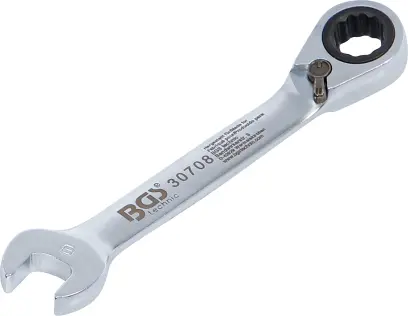 BGS 30708 Očkoplochý kľúč 8 mm s račňou, extra krátky (BGS1030708)