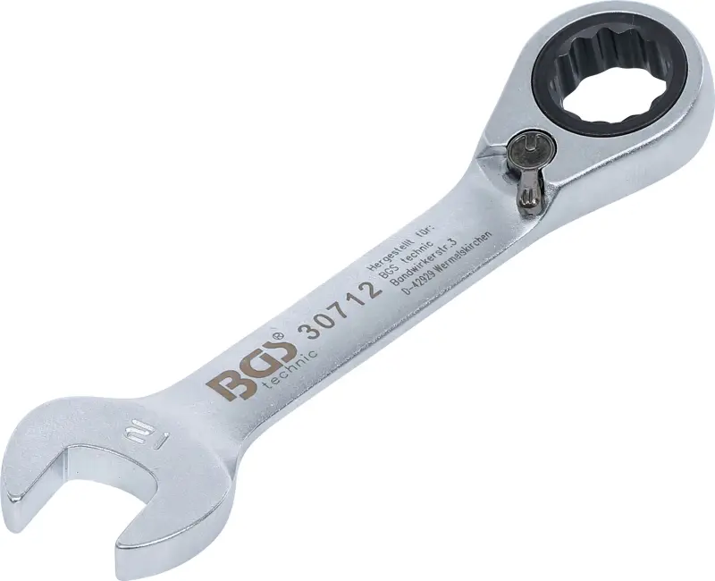 BGS 30712 Očkoplochý kľúč 12 mm s račňou, extra krátky (BGS1030712)