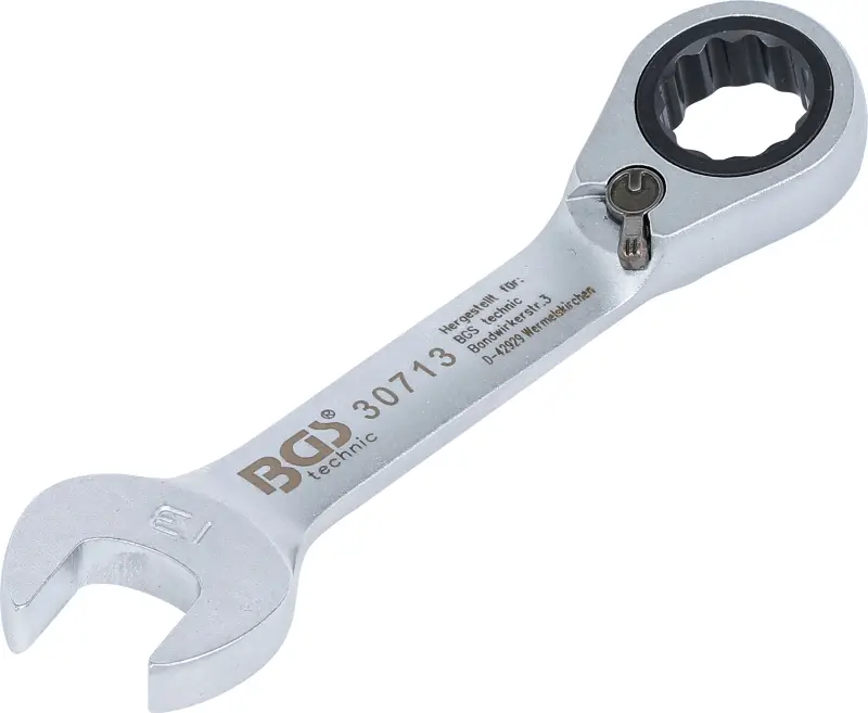 BGS 30713 Očkoplochý kľúč 13 mm s račňou, extra krátky (BGS1030713)