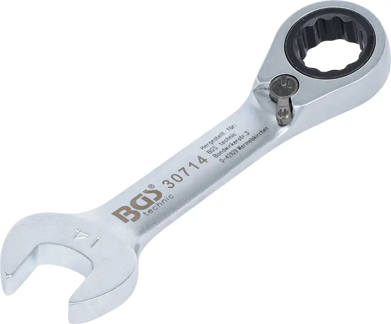 BGS 30714 Očkoplochý kľúč 14 mm s račňou, extra krátky (BGS1030714)