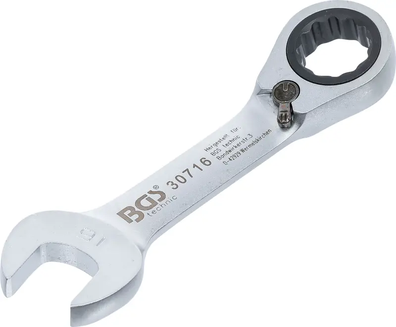 BGS 30716 Očkoplochý kľúč 16 mm s račňou, extra krátky (BGS1030716)