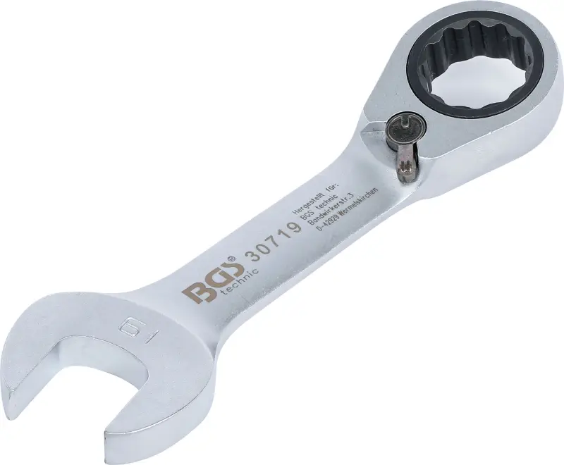 BGS 30719 Očkoplochý kľúč 19 mm s račňou, extra krátky (BGS1030719)