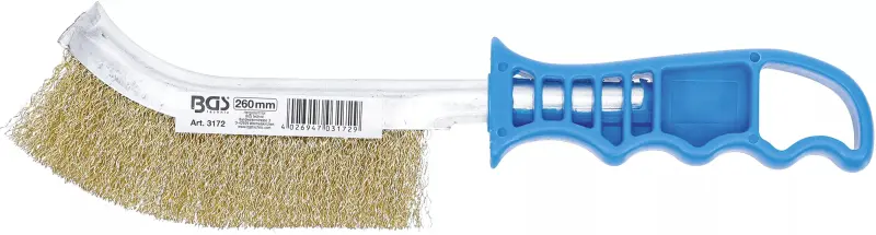 Ruční kartáč 260 mm BGS103172 zahnutý, pomosazený drát, plastová rukojeť (BGS103172)