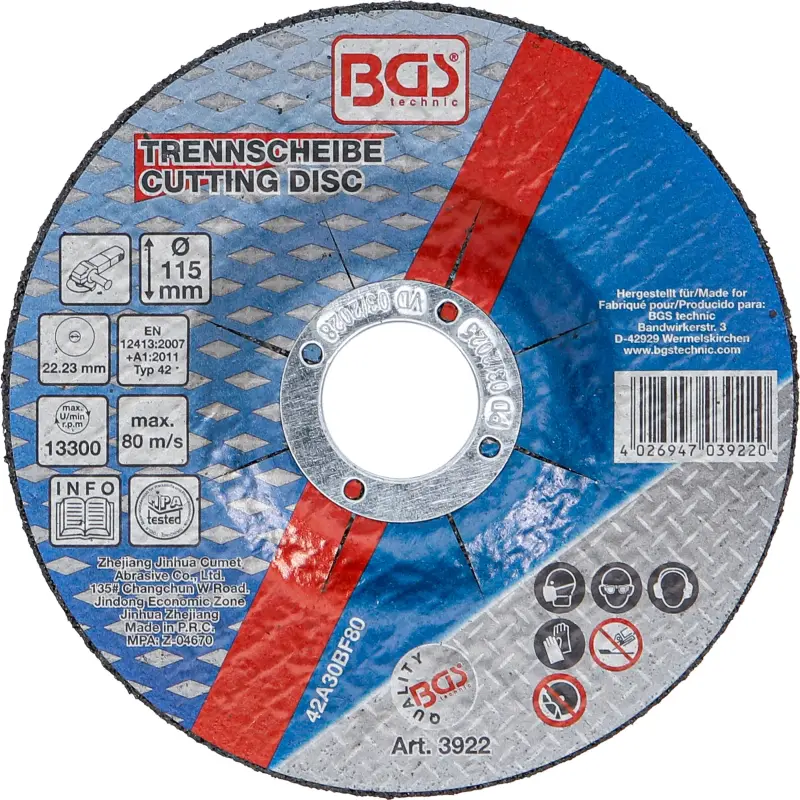 Brusný kotouč na kov 115 x 2,5 x 22,2 mm BGS103922, typ 42 (BGS103922)