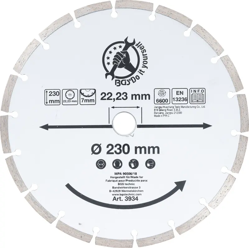 BGS 3934 Diamantový kotúč segmentový, priemer 230 mm (BGS103934)