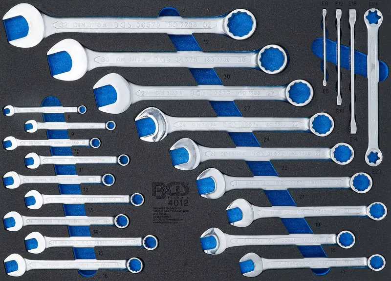 Nářaďový modul 3/3 - BGS104012 Očkoploché a očkové klíče E-profil. Sada 22 dílů (BGS104012)