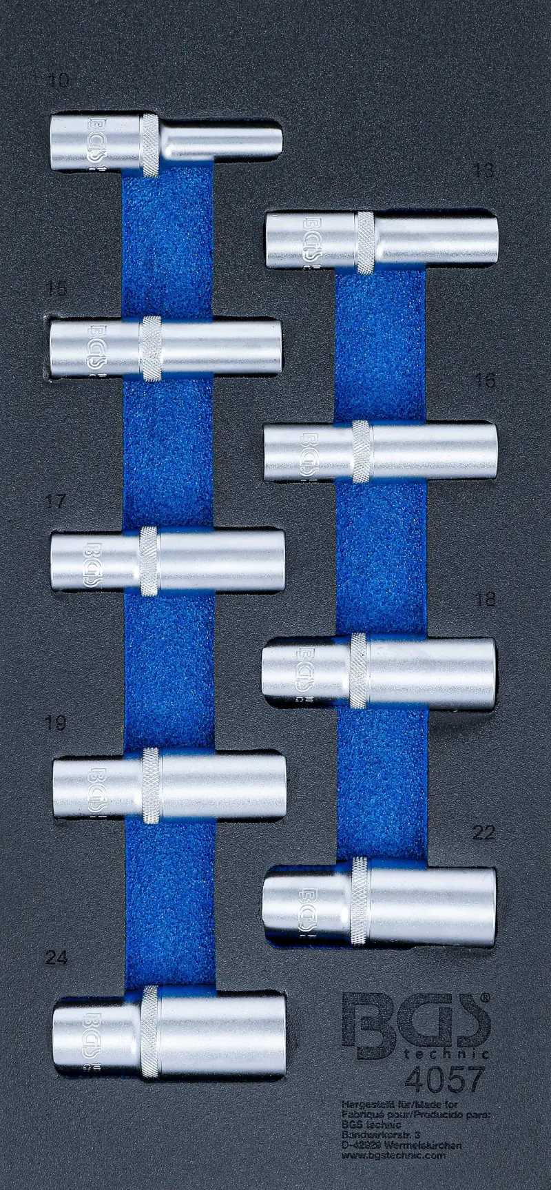 Nástrčné bitové hlavice 1/2", šesťhran 10 ÷ 24 mm. (Sada 9 dielov). BGS 4057 (BGS104057)