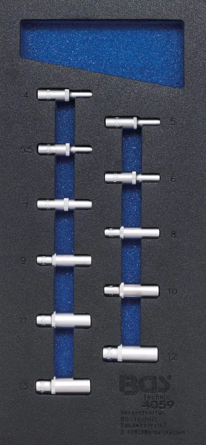 Nástrčné bitové hlavice 1/4", šesťhran 4 ÷ 13 mm. (Sada 11 dielov). BGS 4059 (BGS104059)