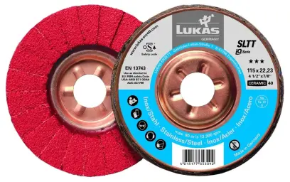 Lamelový brusný kotouč Lukas IQ SLTT 125 CER 40. Keramický, INOX. P40 (LUA27201250400050)