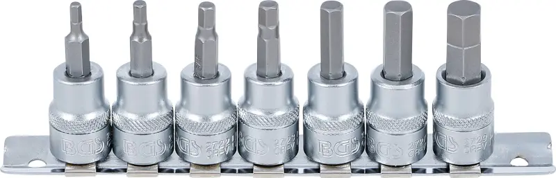 Zástrčné šesťhranné hlavice 3/8" (inbus 1/8"÷ 3/8") palcové (Sada 7 dielov na koľajničke) BGS 5104 (BGS105104)