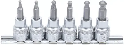 Zástrčné hlavice 3/8" 6hran s koulí 3 ÷ 8 mm BGS105109 Sada 6 dílů na kolejnici (BGS105109)