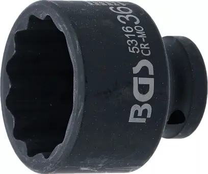 Nástrčná hlavice 1/2" 36 mm, 12hranná, rázová BGS 5316 (BGS105316)