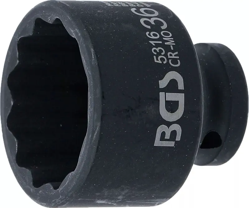 Nástrčná hlavice 1/2" 36 mm, 12hranná, rázová BGS 5316 (BGS105316)