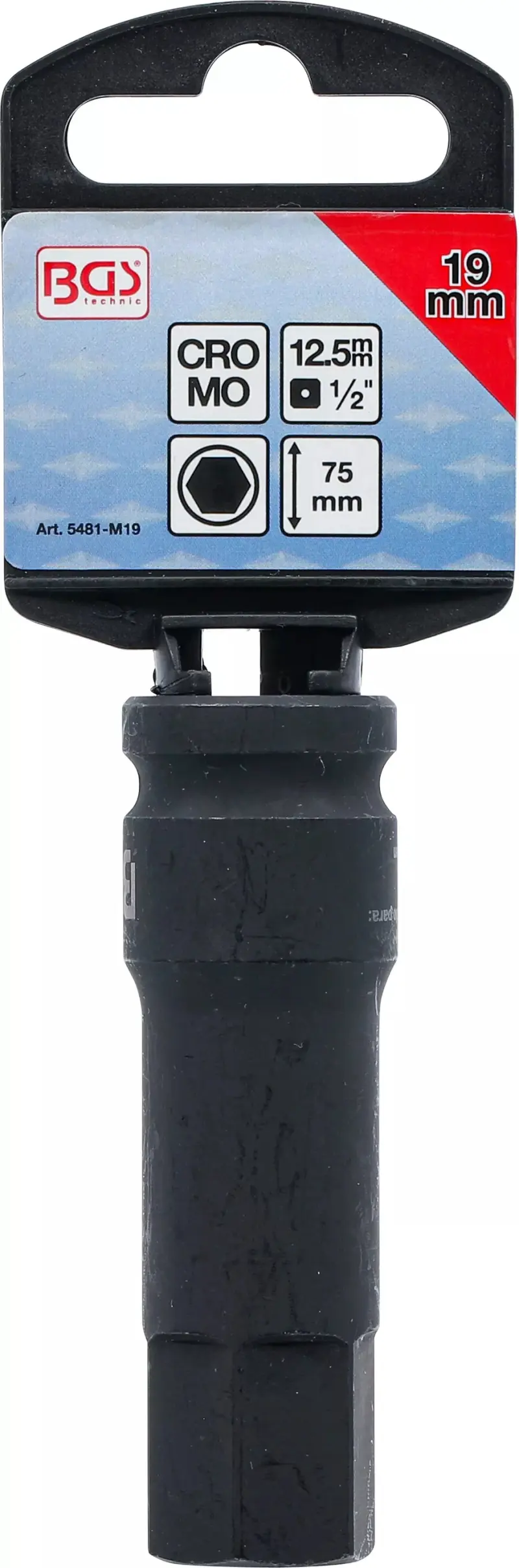 Zástrčná hlavice 1/2" inbus 19 x 75 mm BGS105481-M19, tvrzená Cr-Mo (BGS105481-M19)