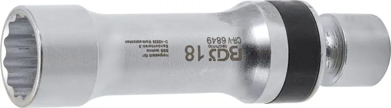 BGS 6849 Kĺbová nástrčná hlavica 3/8" 12hranná 18 mm na zapaľovacie sviečky, s prídržnou pružinou (BGS106849)