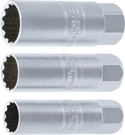 BGS 6858 Nástrčné hlavice 3/8" dvanásťhran 14 ÷ 18 mm na zapaľovacie sviečky. Sada 3 diely (BGS106858)