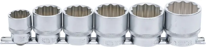 Nástrčné hlavice 1/2" 12hran 24 ÷ 38 mm BGS1070102 Sada 6 dílů na kolejnici (BGS1070102)