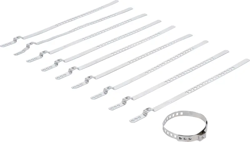 Stahovací spony pr. 20 ÷ 50 mm pro nápravové manžety BGS1070327 - nerezová ocel (Sada 10 dílů) (BGS1070327)