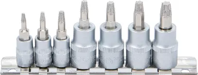 BGS 7098 Zástrčné hlavice 1/4" a 3/8" pre poškodené skrutky T10 ÷ T40 (Sada 7 dielov) (BGS107098)