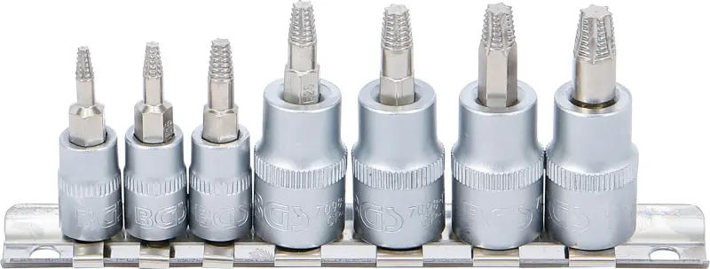 BGS 7098 Zástrčné hlavice 1/4" a 3/8" pre poškodené skrutky T10 ÷ T40 (Sada 7 dielov) (BGS107098)