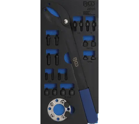 Vložka do dílenského vozíku 1/3: souprava nářadí k přidržování vačkových hřídelí pro VAG, BGS 9696 (BGS109696)