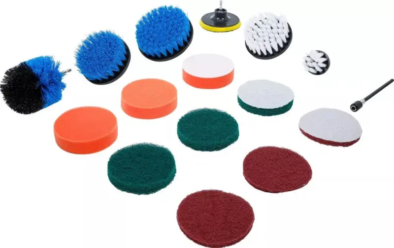 Brusné/lešticí kotoučky BGS1074367 včetně kartáčového nástavce pro vrtačky (Sada 16 dílů) (BGS1074367)