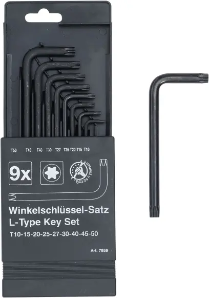 Súprava zahnutých kľúčov T-profil (pre Torx) T10 - T50 9dielna