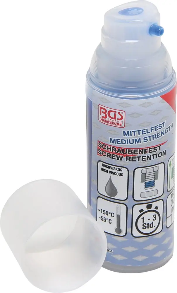 Zajišťovací kapalina BGS 80604 pro šrouby, střední pevnost, vysoká viskozita, pumpička 50 g (BGS1080604)