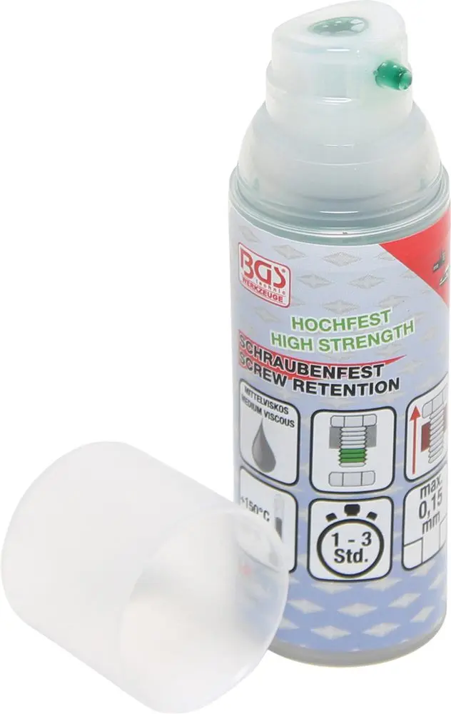 Zajišťovací kapalina BGS 80605 pro šrouby, vysoká pevnost, vysoká viskozita, pumpička 50 g (BGS1080605)