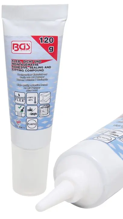 Lepicí/těsnicí a montážní hmota BGS 80610 bílá tuba 120 g (BGS1080610)