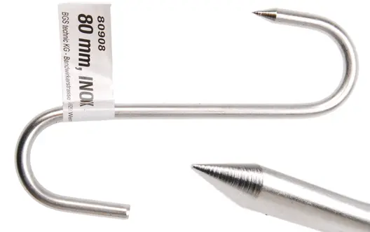 Hák S-forma Kraftmann 80 mm BGS1080908 se špicí, nerezový (BGS1080908)